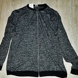 NEW Black & Silver Lightweight Zipper  Bomber Jacket and Matching Pants -Size 3X
